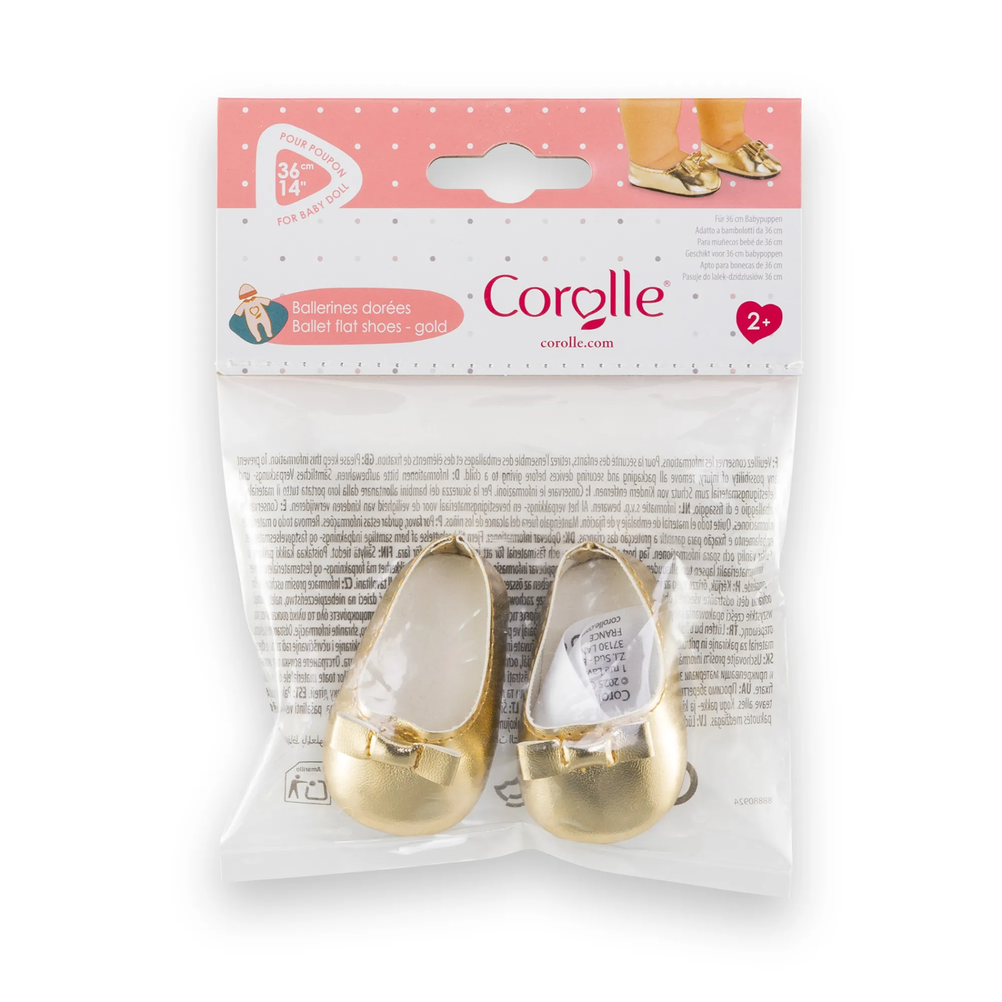 Corolle Ballerines dorées pour poupon 36 cm