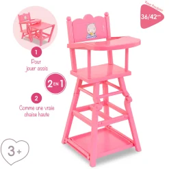 Corolle Chaise Haute Rose pour poupon 36 et 42 cm