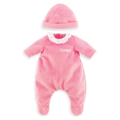 Corolle Couffin Tressé Peluche Rose et Pyjama pour poupon 36 cm
