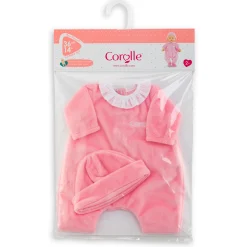 Corolle Couffin Tressé Peluche Rose et Pyjama pour poupon 36 cm
