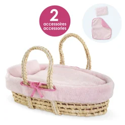 Corolle Couffin Tressé Peluche Rose et Tétines