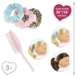 Corolle Ensemble Brosse et 3 Chouchous pour poupée ma