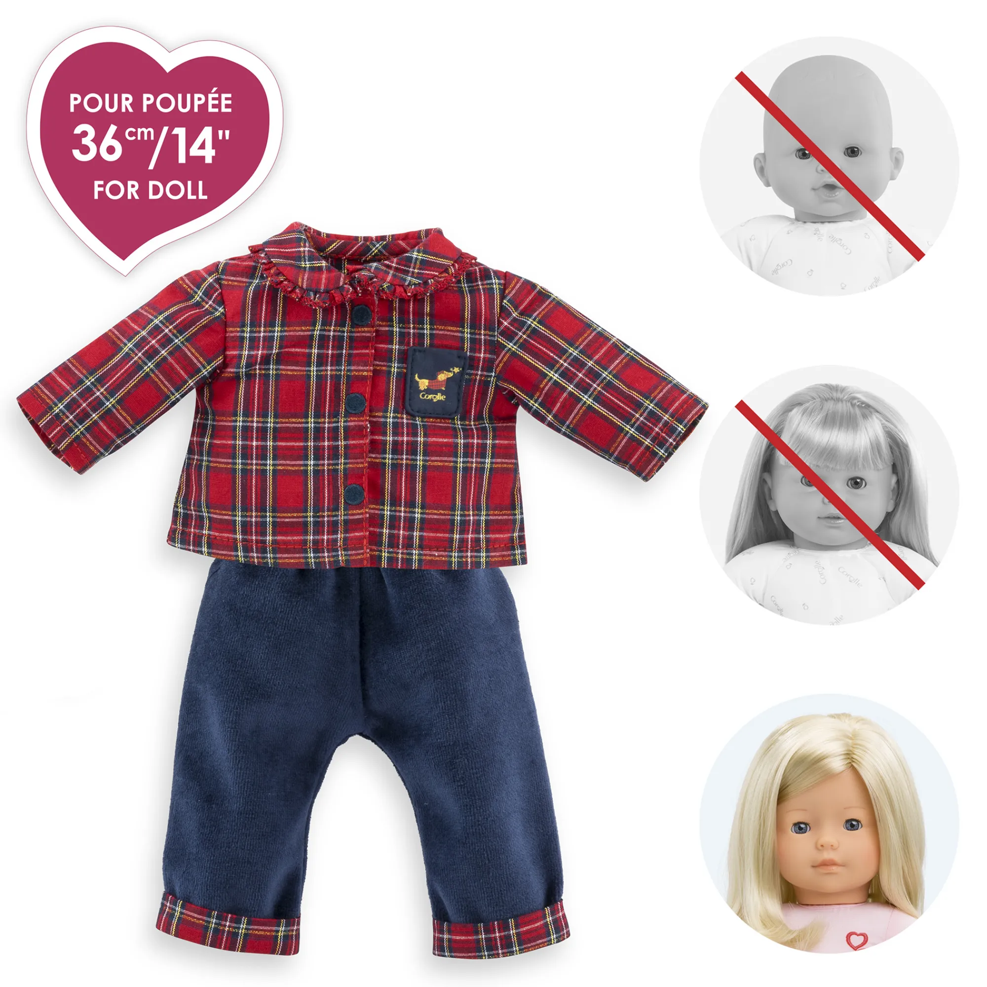 Corolle Ensemble Homewear 2 pièces en Fêtes pour poupée ma