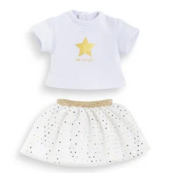 Corolle Ensemble Jupe & T Shirt Ivoire et Or pour poupée ma