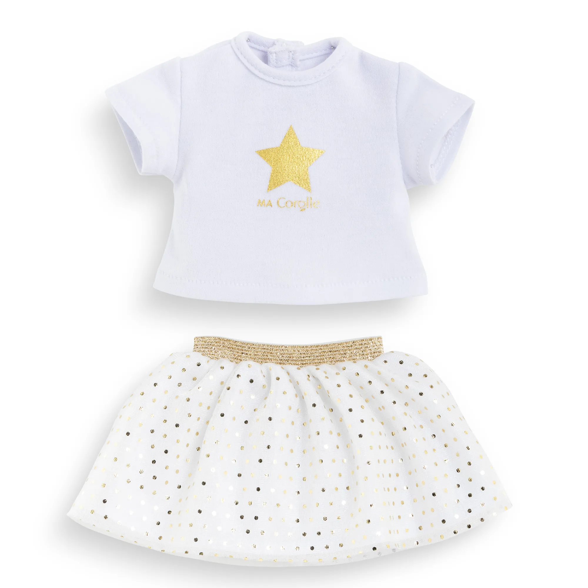 Corolle Ensemble Jupe & T Shirt Ivoire et Or pour poupée ma