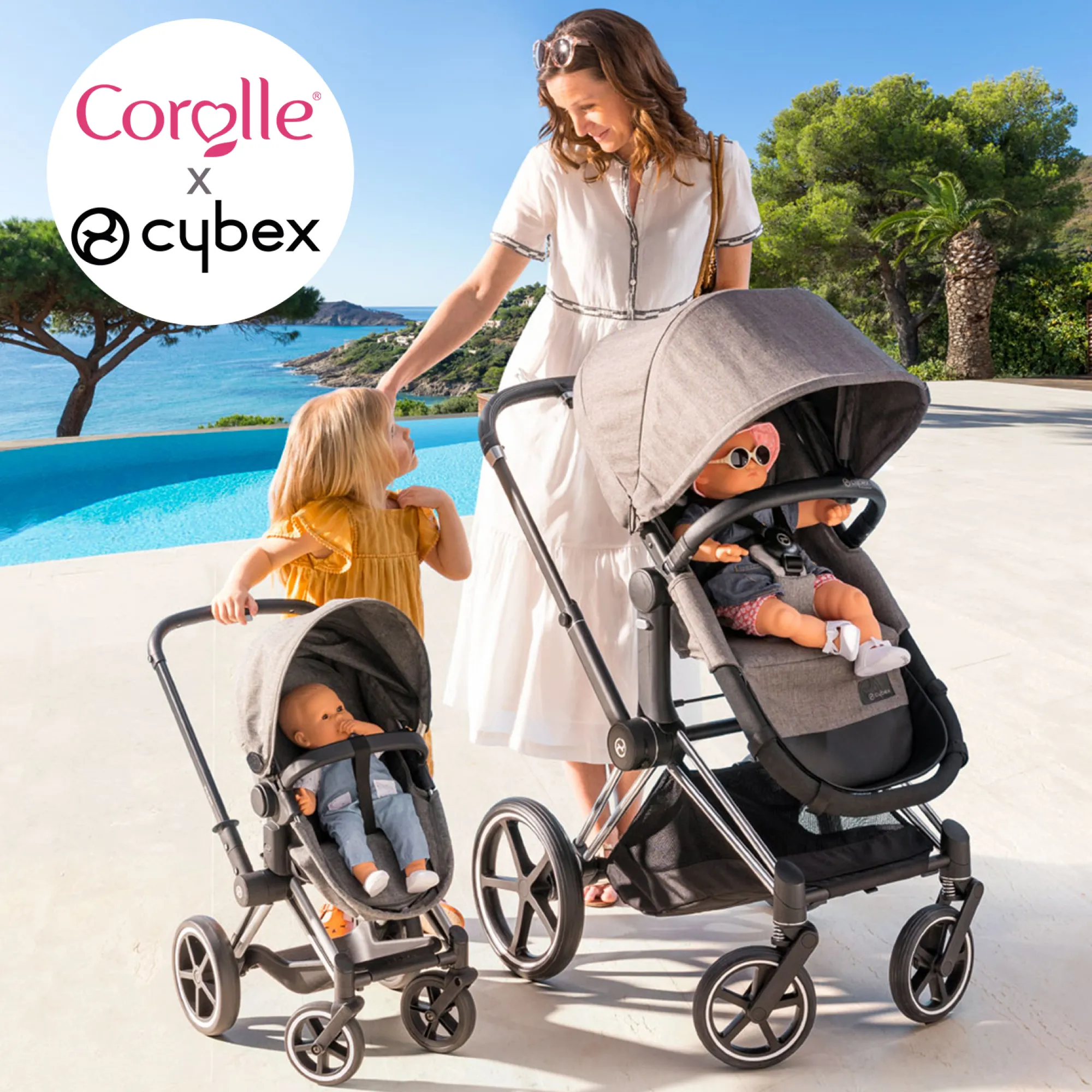 Corolle Landau 3 en 1 Cybex Priam Gris pour poupons 36 / 42 / 52 cm