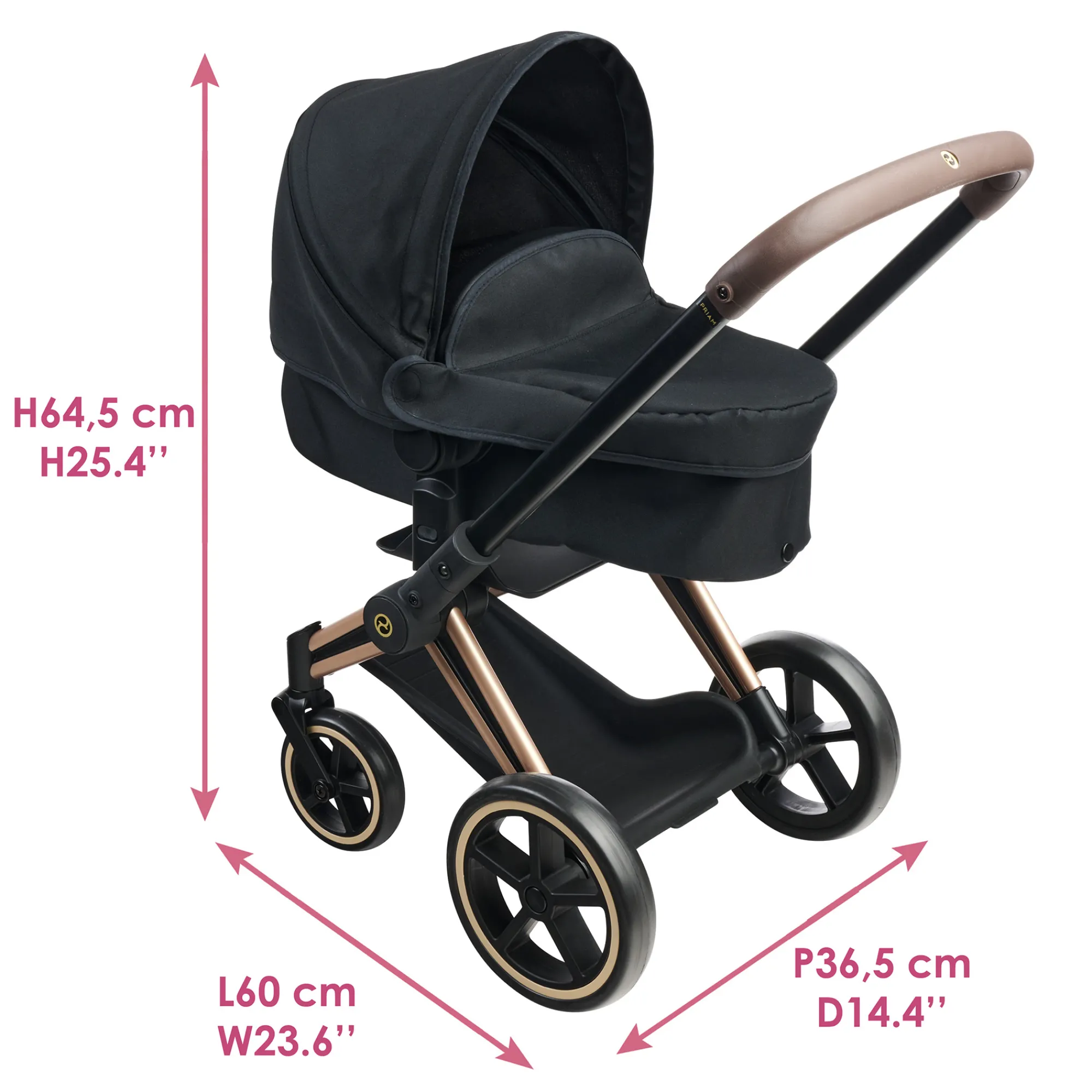 Corolle Landau 3 en 1 Cybex Priam Noir pour poupon 36 / 42 / 52 cm