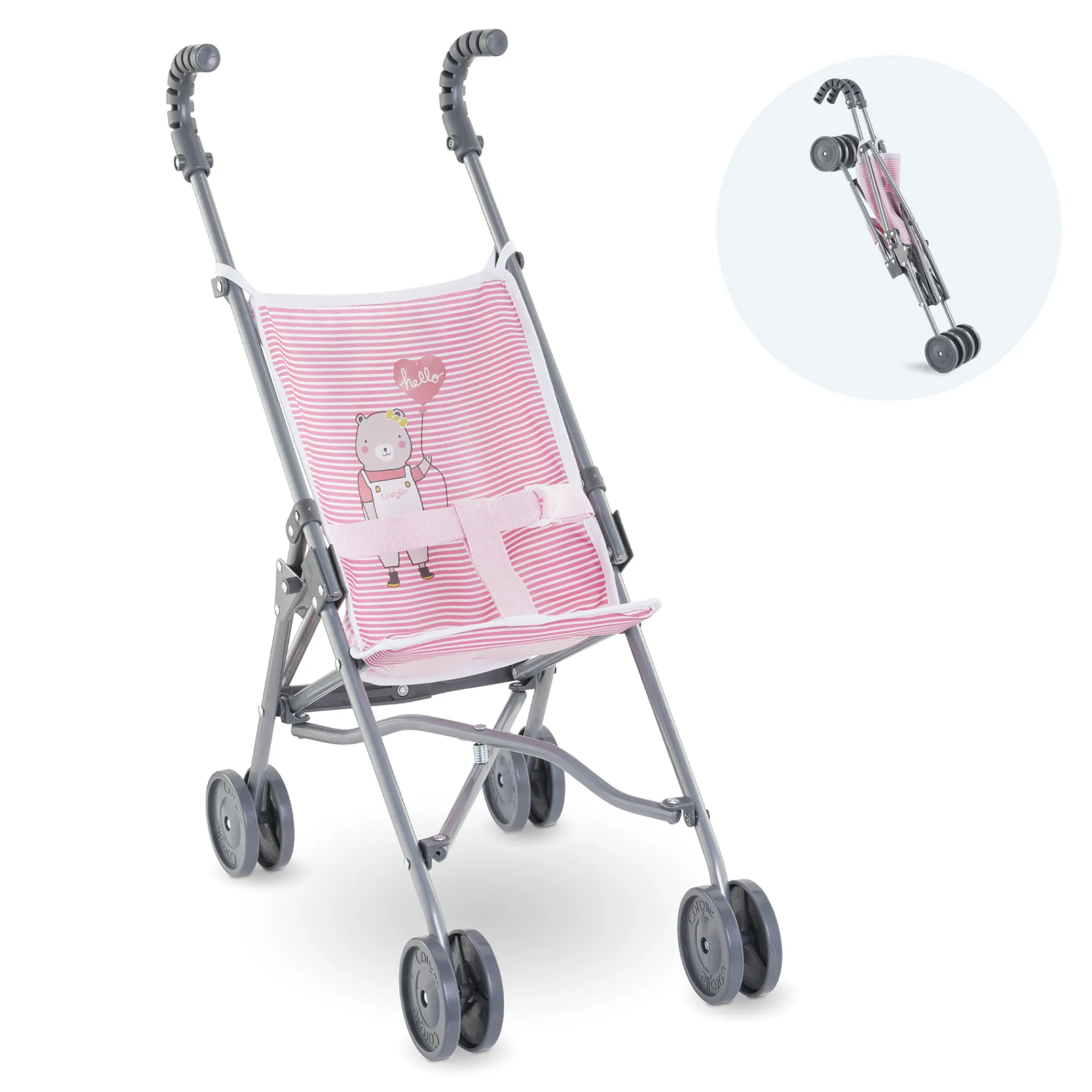 Corolle Lila Chérie se balade en Poussette Canne Rose