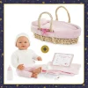 Corolle Poupon Rose et Couffin Tressé Peluche Rose