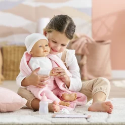 Corolle Poupon Rose et Couffin Tressé Peluche Rose