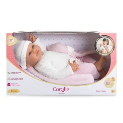 Corolle Poupon Rose et Couffin Tressé Peluche Rose