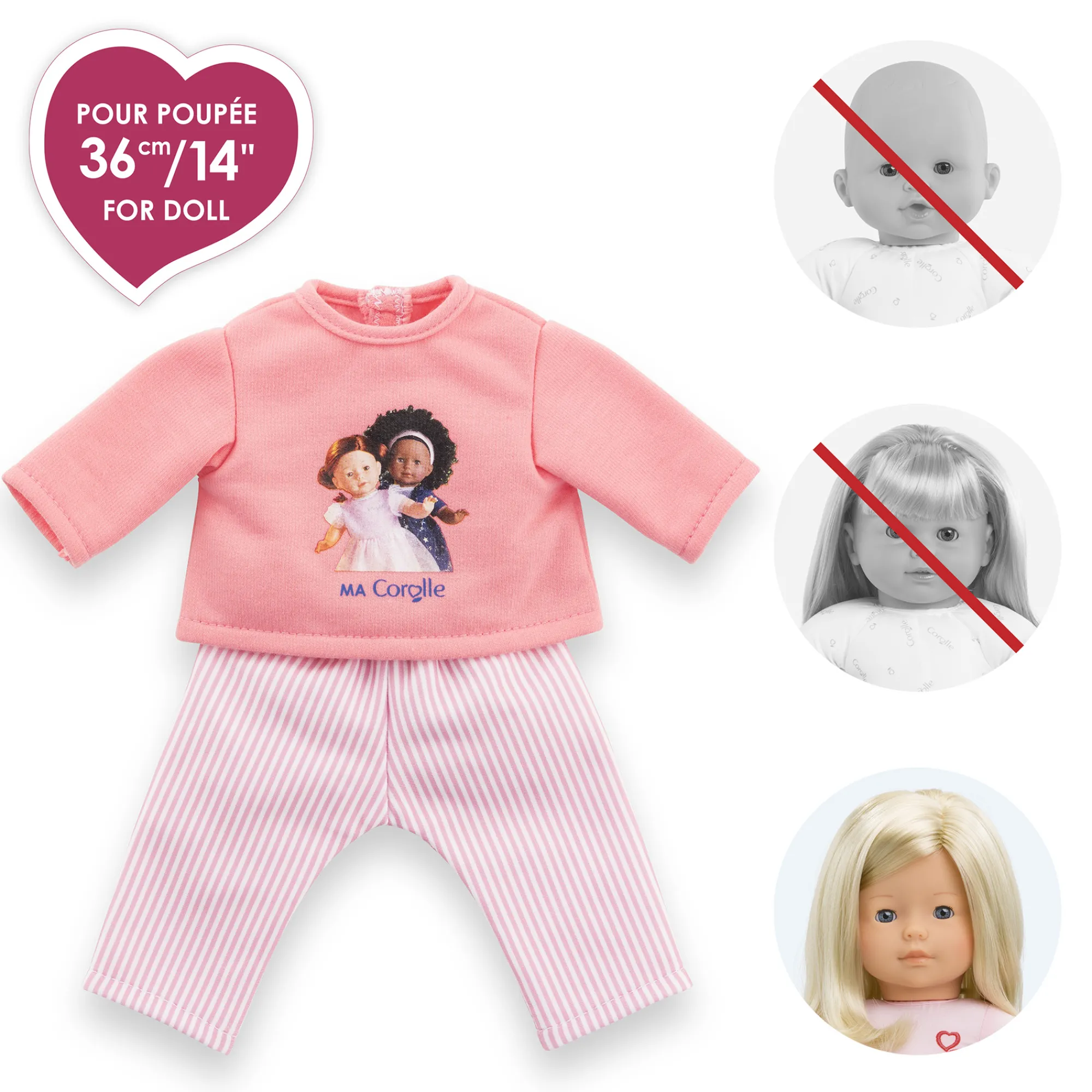 Corolle Pyjama Rose 2 pièces pour poupée ma