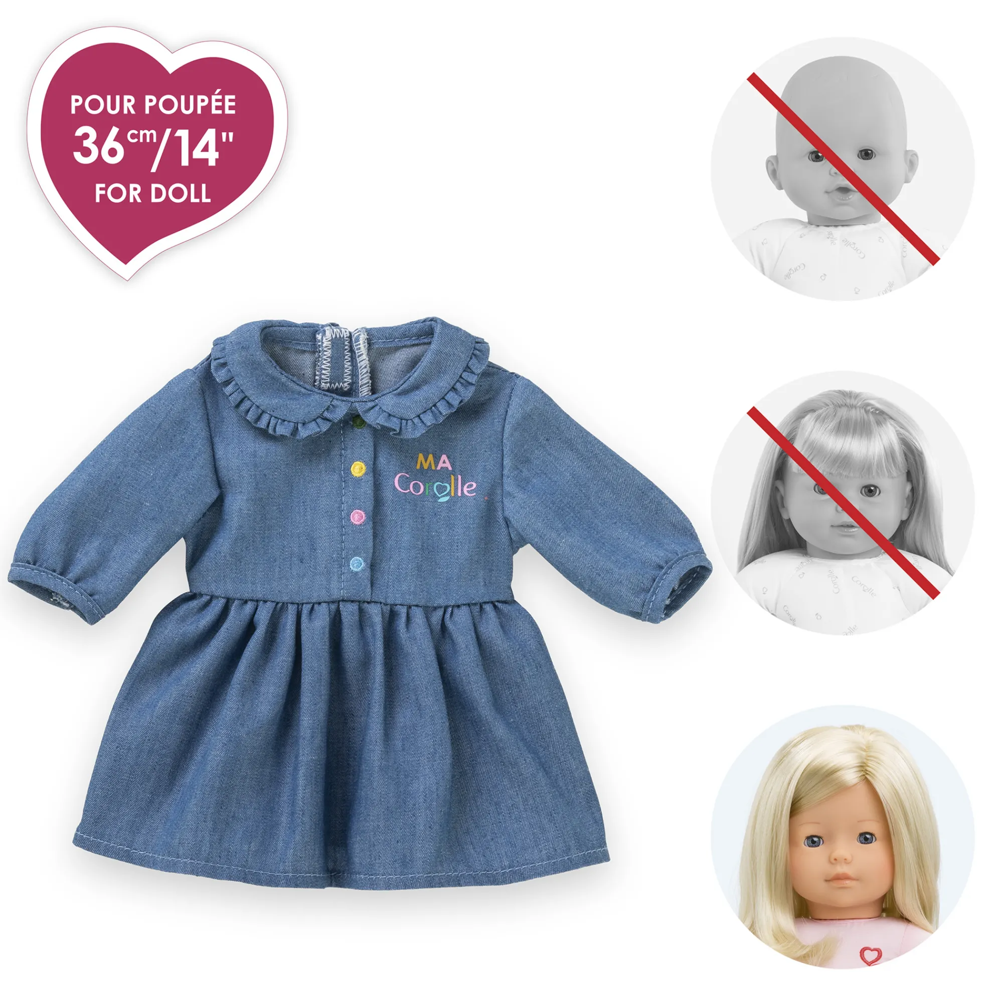 Corolle Robe Denim Manches Longues pour poupée ma