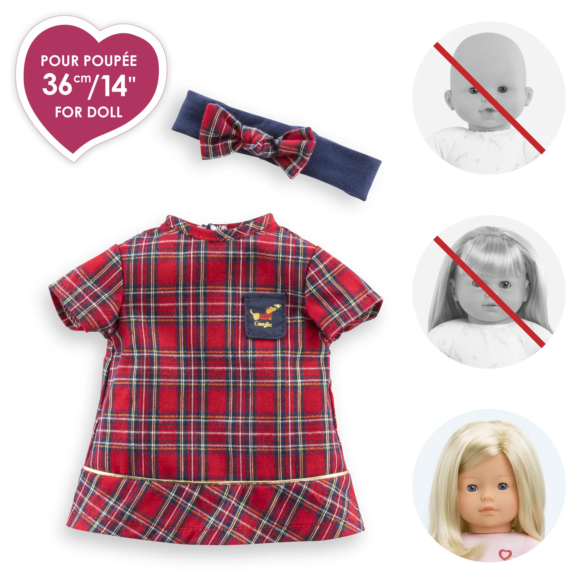 Corolle Robe et Bandeau en Fêtes pour poupée ma