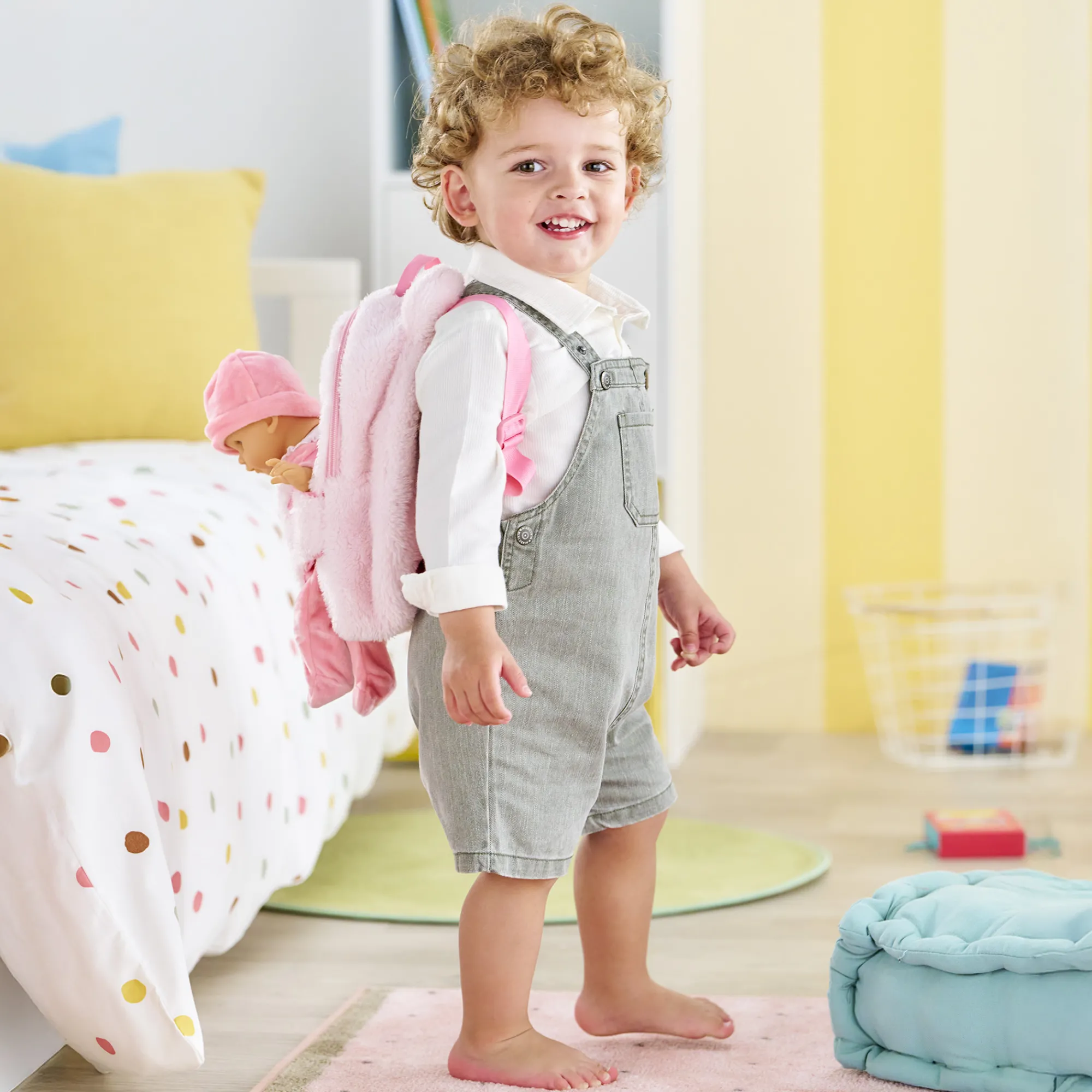 Corolle Sac à Dos Porte-Poupon Peluche Rose pour poupon 30 cm