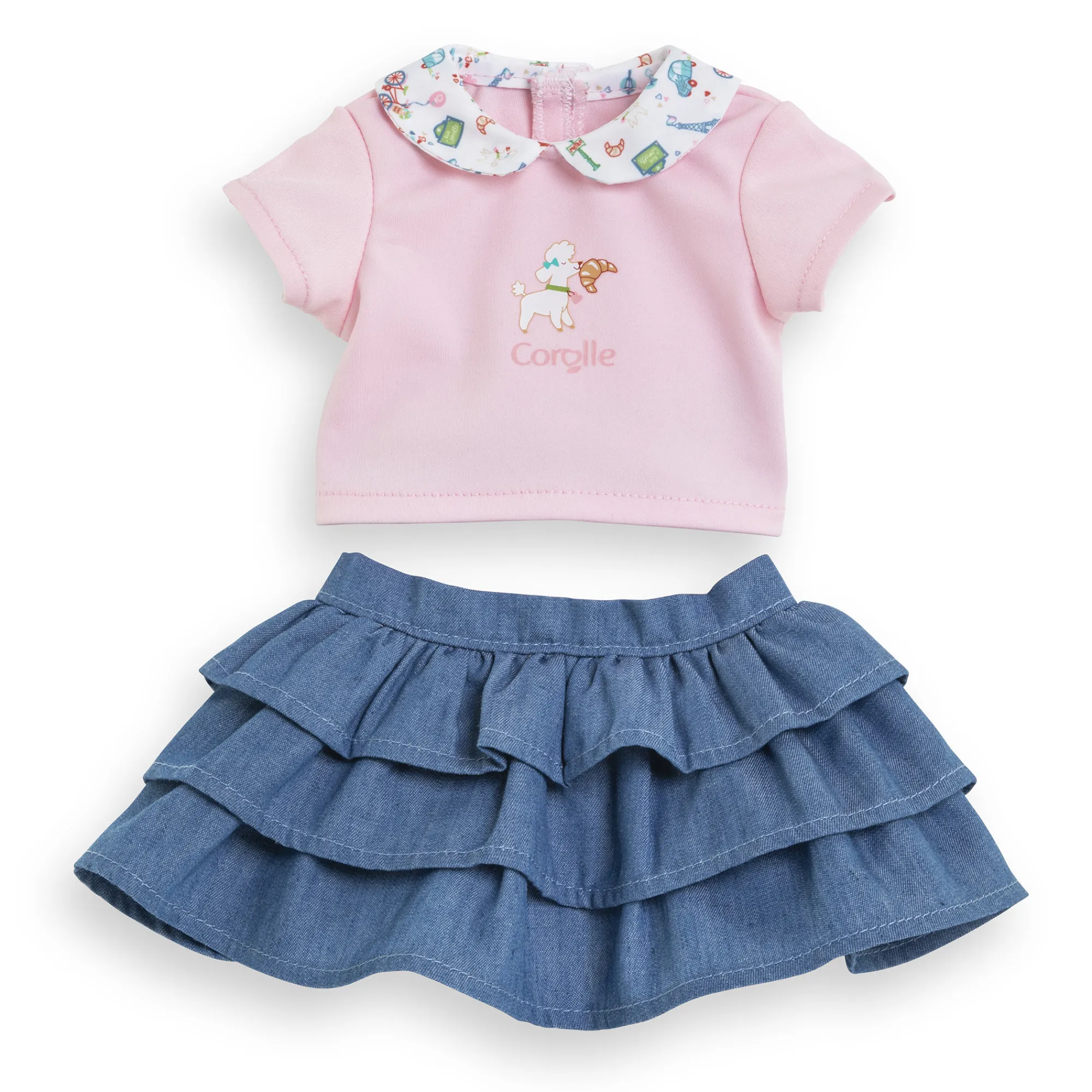 Corolle T-Shirt et Jupe à volants Week-end à Paris pour poupon 30 cm