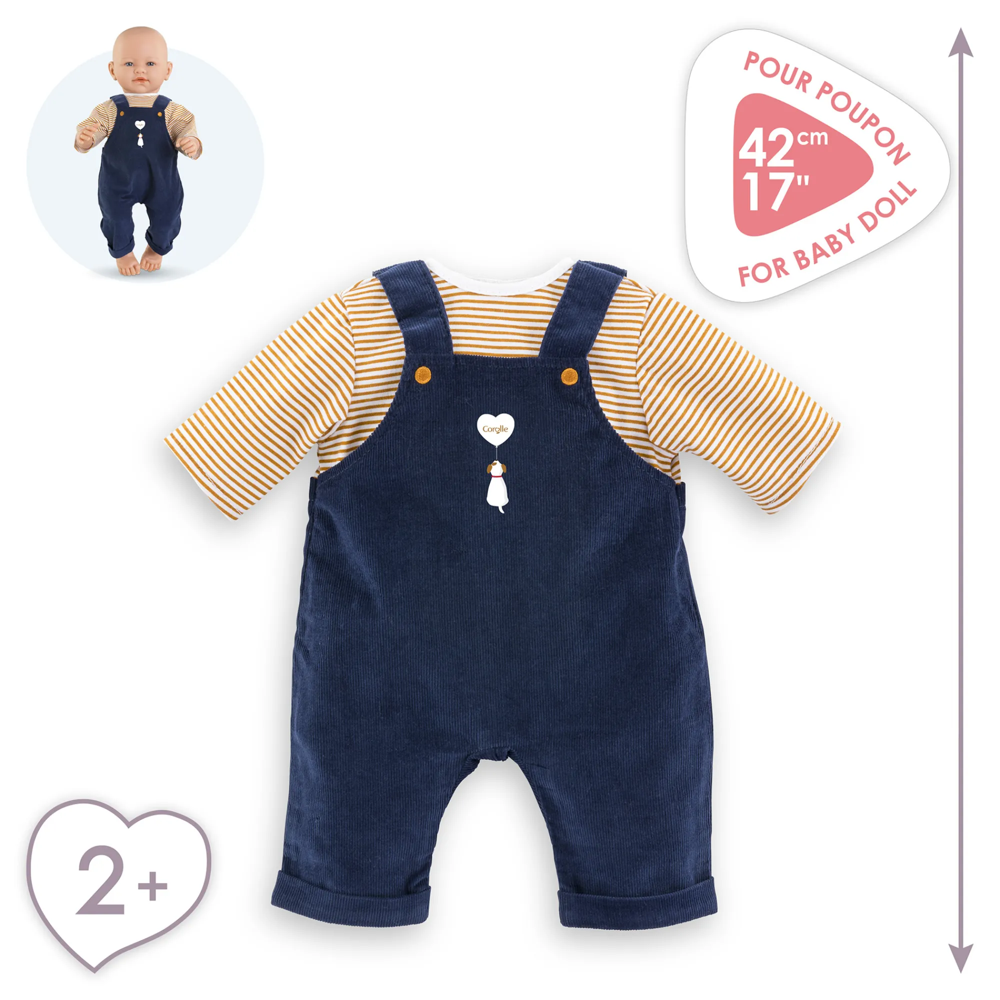 Corolle T-Shirt et Salopette Marine pour poupon 42 cm