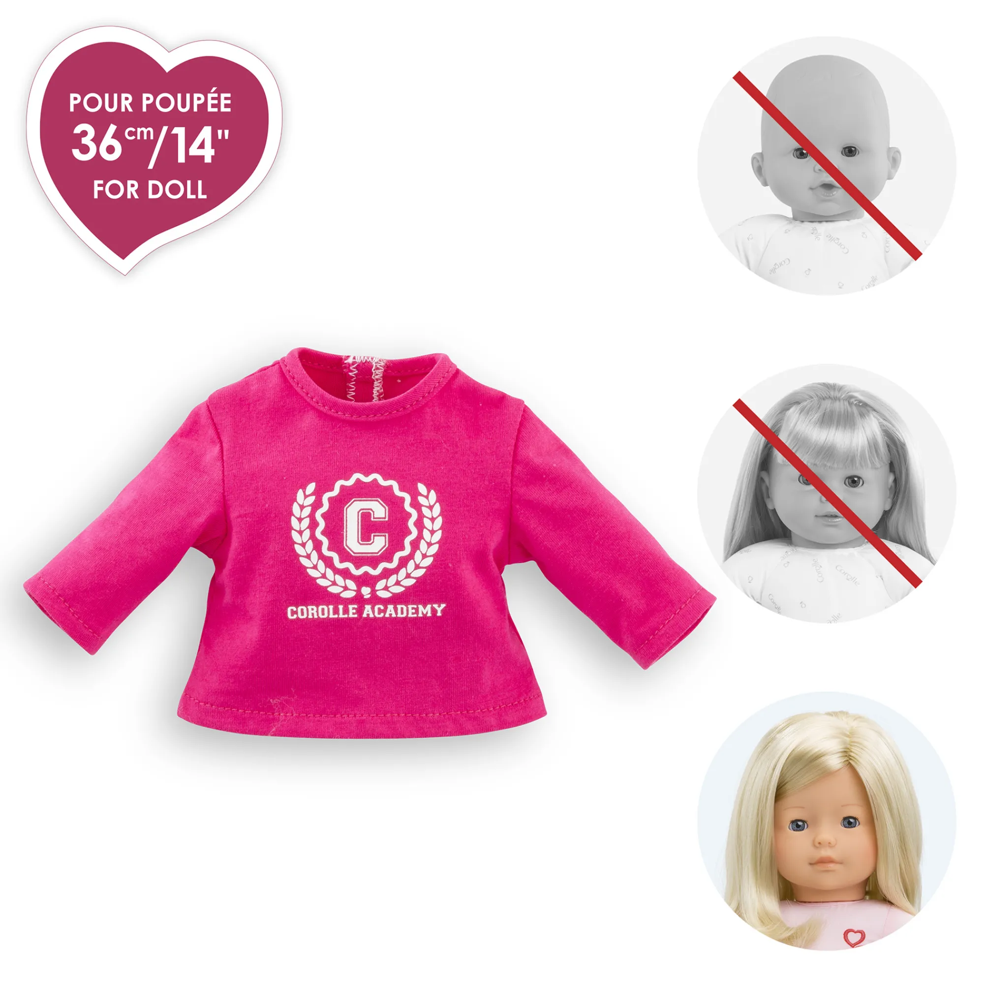 Corolle T-Shirt Fuchsia Academy pour poupée ma