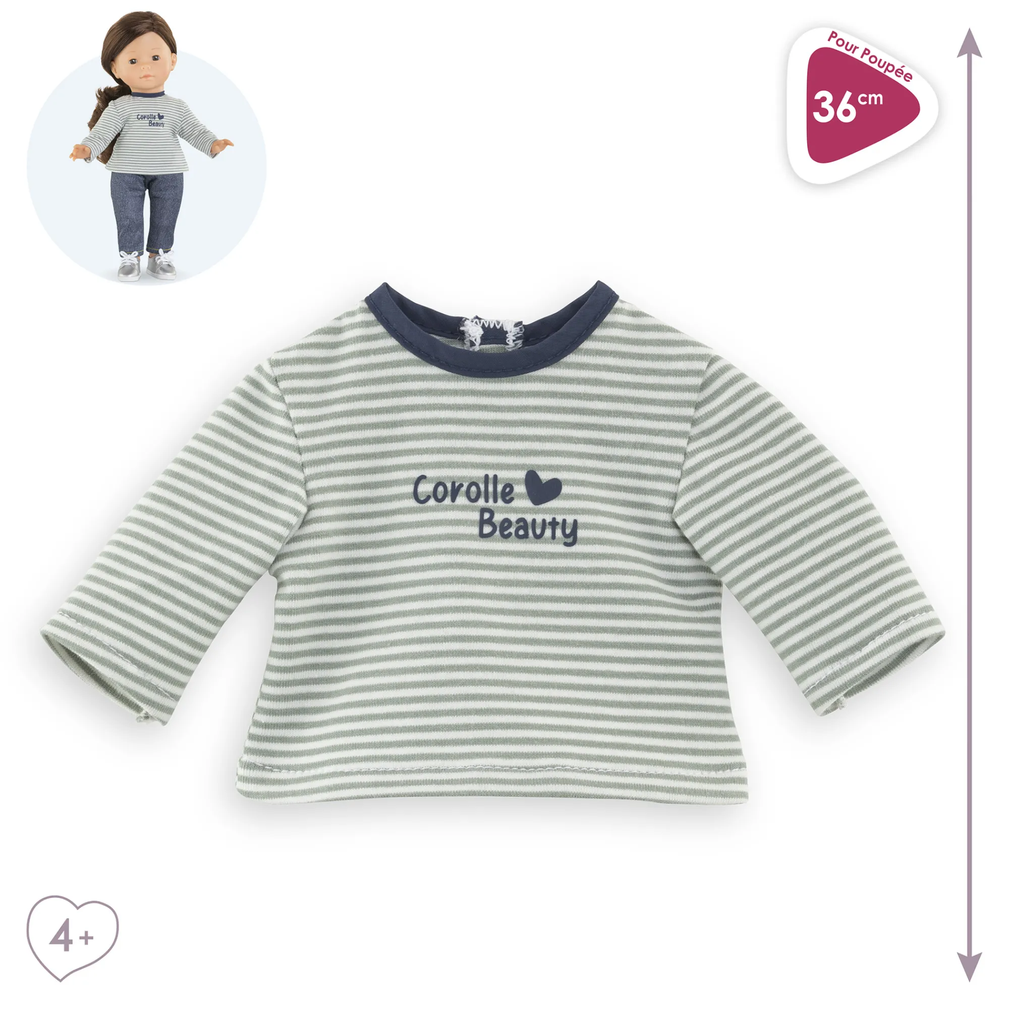Corolle T-Shirt Rayé Manches Longues pour poupée ma