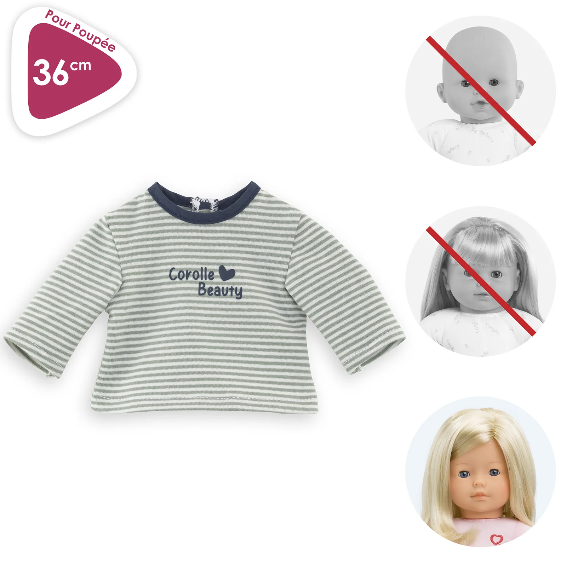 Corolle T-Shirt Rayé Manches Longues pour poupée ma